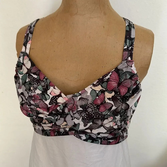Lululemon sz 8 tank bra white with butterfly print excellent pre owned condition - Picture 5 of 7